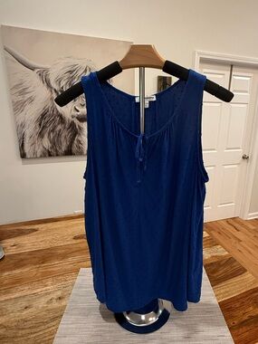 Sonoma Sleeveless Tie-Neck Tank Top — Royal Blue, Large